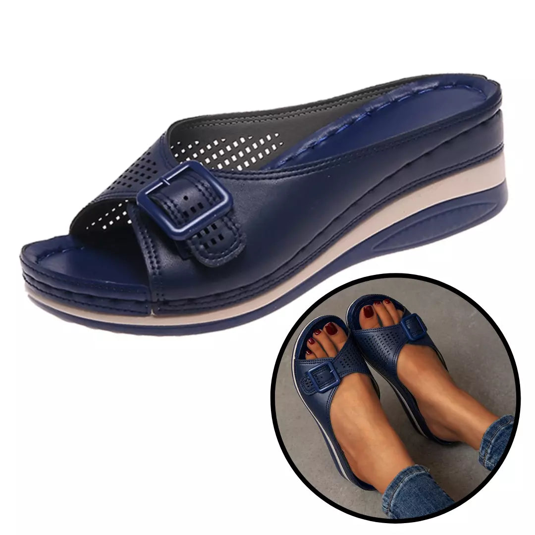 tamanco anabela feminino na cor azul - Mulher Inova