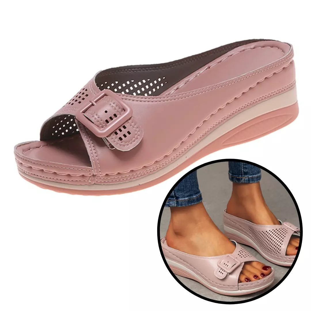 tamanco anabela feminino na cor rosa - Mulher Inova