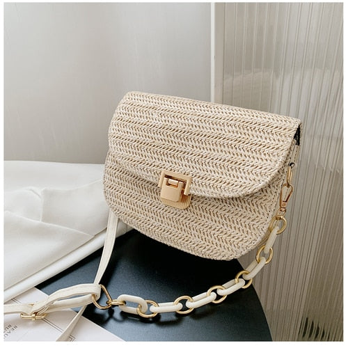 bolsa de palha pequena feminina amara na cor creme - Mulher Inova