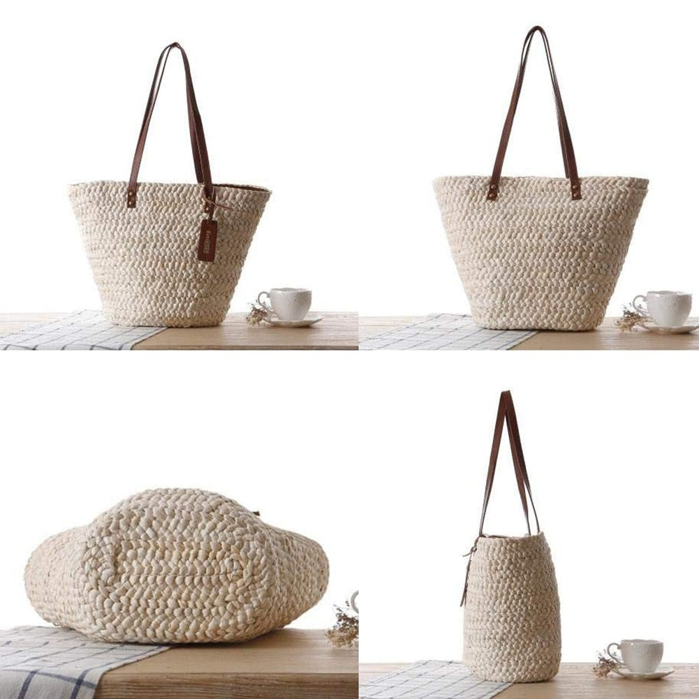 detalhes de todos os ângulos da bolsa de palha grande feminina emma - Mulher Inova