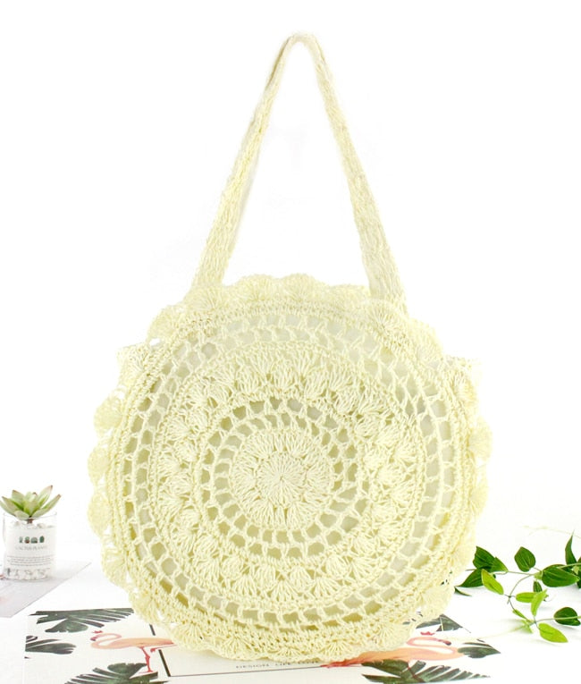 bolsa grande de palha redonda feminina ava na cor branca - Mulher Inova