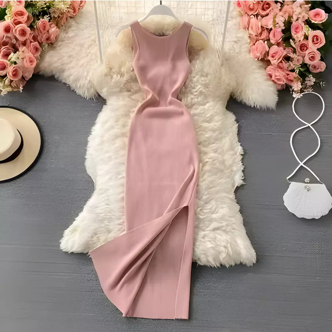 vestido midi verão, vestido midi casual, Vestido Midi Canelado com Fenda, vestido midi canelado, vestido canelado midi com fenda, vestido canelado midi casual, vestido canelado midi, vestido canelado com fenda.