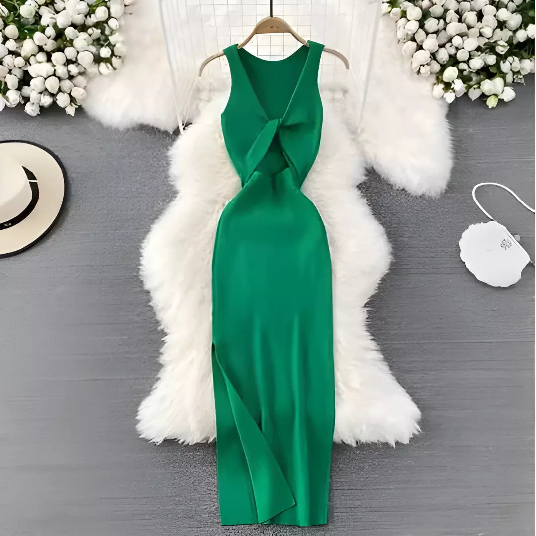 vestido midi verão, vestido midi casual, Vestido Midi Canelado com Fenda, vestido midi canelado, vestido canelado midi com fenda, vestido canelado midi casual, vestido canelado midi, vestido canelado com fenda.