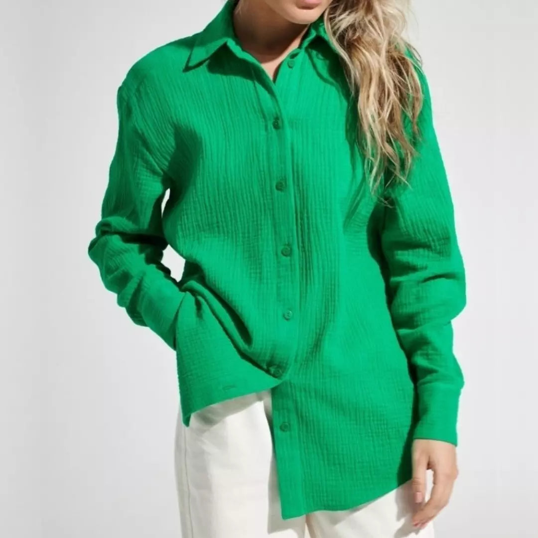 Camisa social feminina verde. Camisa social feminina manga longa. Blusa social feminina. Blusa social feminina manga longa.