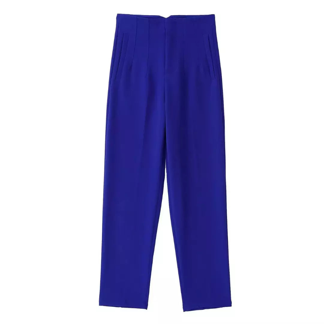 Calça alfaiataria feminina azul royal. Calça feminina alfaiataria. Calça alfaiataria feminina cintura alta. Calça social feminina.