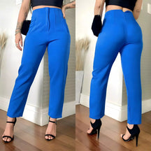 Calça alfaiataria feminina azul. Calça feminina alfaiataria. Calça alfaiataria feminina cintura alta. Calça social feminina.