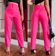 Calça alfaiataria feminina rosa pink. Calça feminina alfaiataria. Calça alfaiataria feminina cintura alta. Calça social feminina.