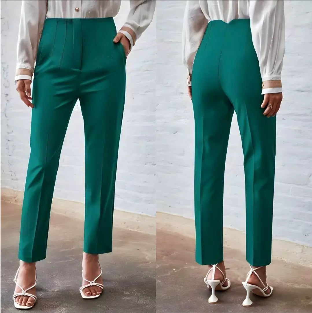 Calça alfaiataria feminina verde. Calça feminina alfaiataria. Calça alfaiataria feminina cintura alta. Calça social feminina.