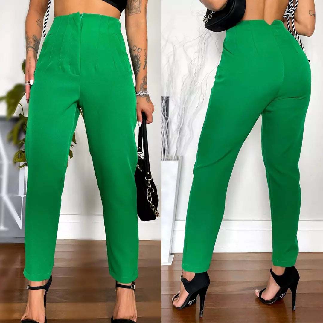 Calça alfaiataria feminina verde. Calça feminina alfaiataria. Calça alfaiataria feminina cintura alta. Calça social feminina.