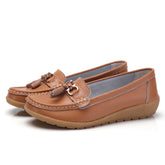 mocassim de couro feminino confortplus na cor marrom claro - Mulher Inova