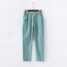 calça de linho feminina azul claro casual. Calça linho feminina. Calça feminina de linho - Mulher Inova