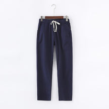 calça de linho feminina azul marinho casual. Calça linho feminina. Calça feminina de linho - Mulher Inova