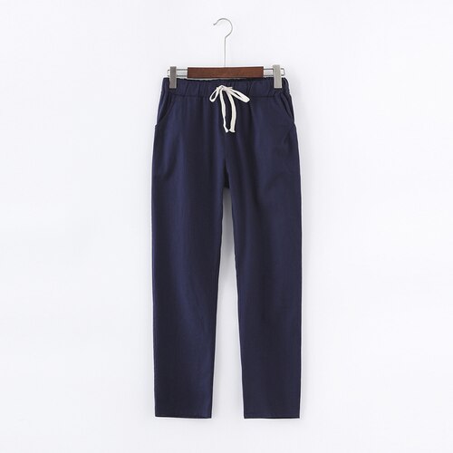 calça de linho feminina azul marinho casual. Calça linho feminina. Calça feminina de linho - Mulher Inova