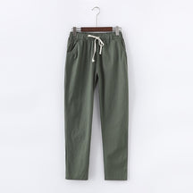 calça de linho feminina verde musgo casual. Calça linho feminina. Calça feminina de linho - Mulher Inova