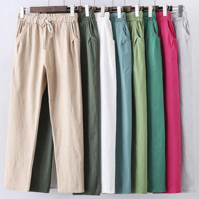 Calça linho feminina. Calça feminina de linho. Variação de cores da calça de linho feminina casual - Mulher Inova