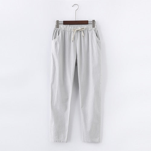 calça de linho feminina cinza claro casual. Calça linho feminina. Calça feminina de linho - Mulher Inova