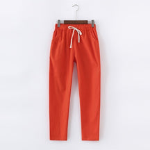 calça de linho feminina laranja casual. Calça linho feminina. Calça feminina de linho - Mulher Inova