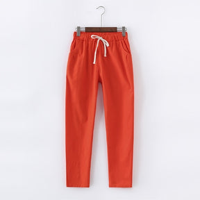 calça de linho feminina laranja casual. Calça linho feminina. Calça feminina de linho - Mulher Inova