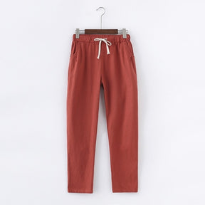 calça de linho feminina bordô casual. Calça linho feminina. Calça feminina de linho - Mulher Inova