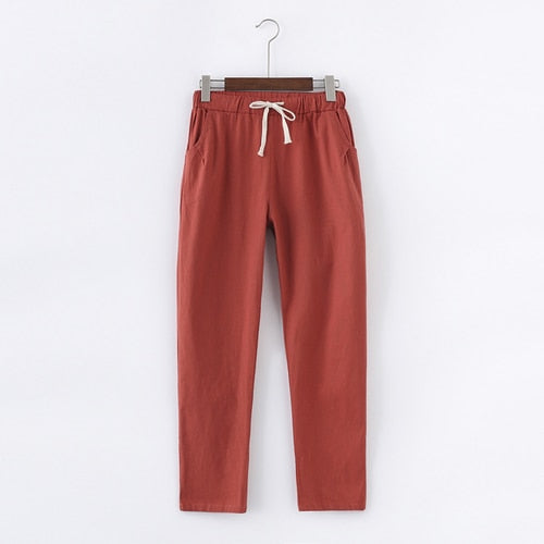 calça de linho feminina bordô casual. Calça linho feminina. Calça feminina de linho - Mulher Inova